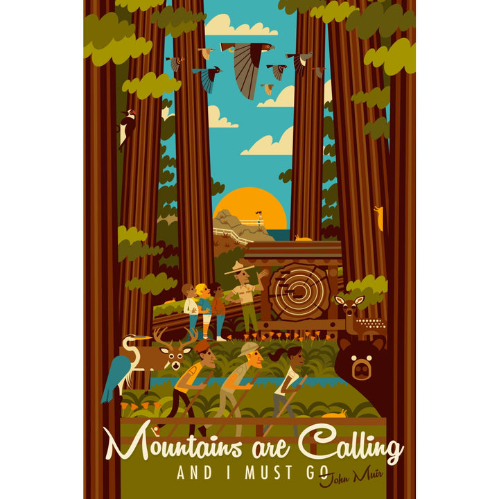 Muir Woods National Monument, California, The Mountains are Calling, Geometric, Lantern Press, Stretched Canvas Canvas Lantern Press