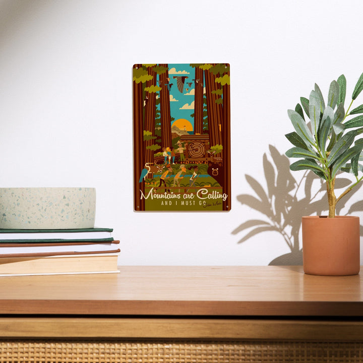 Muir Woods National Monument, California, The Mountains are Calling, Geometric, Lantern Press, Wood Signs and Postcards Wood Lantern Press