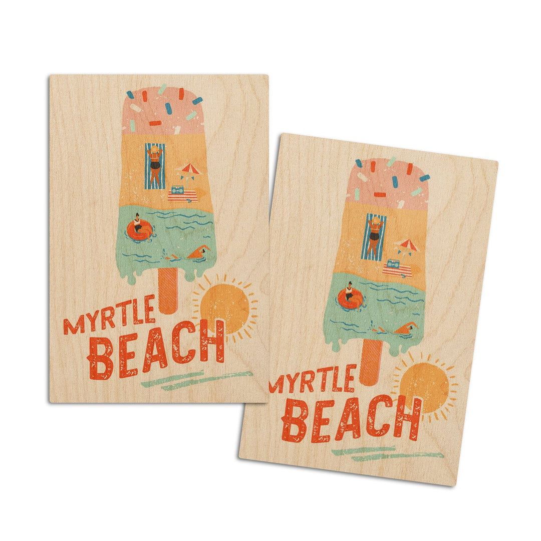 Myrtle Beach, South Carolina, Ice Cream, Lantern Press Artwork, Wood Signs and Postcards Wood Lantern Press 4x6 Wood Postcard Set