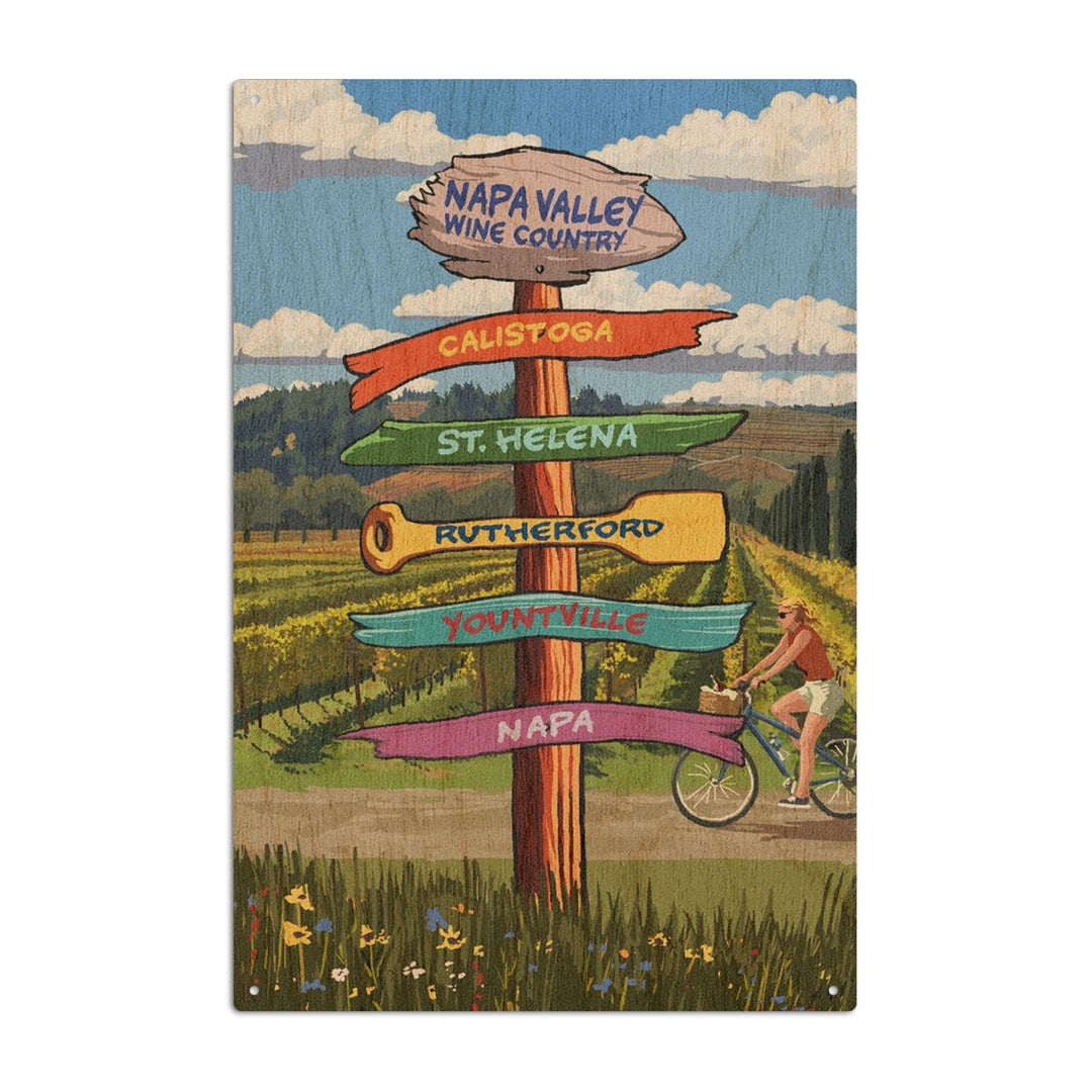 Napa Valley Wine Country, California, Destination Sign, Lantern Press Artwork, Wood Signs and Postcards Wood Lantern Press 10 x 15 Wood Sign