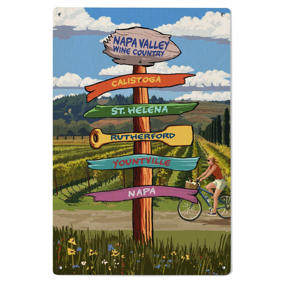 Napa Valley Wine Country, California, Destination Sign, Lantern Press Artwork, Wood Signs and Postcards Wood Lantern Press