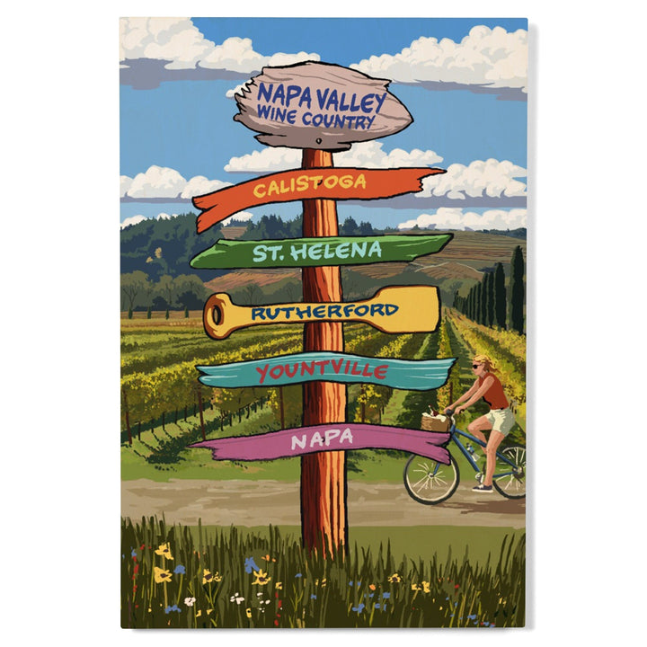 Napa Valley Wine Country, California, Destination Sign, Lantern Press Artwork, Wood Signs and Postcards Wood Lantern Press