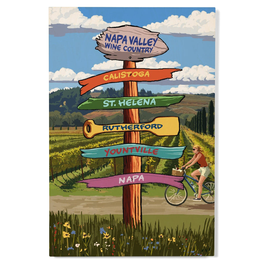 Napa Valley Wine Country, California, Destination Sign, Lantern Press Artwork, Wood Signs and Postcards Wood Lantern Press