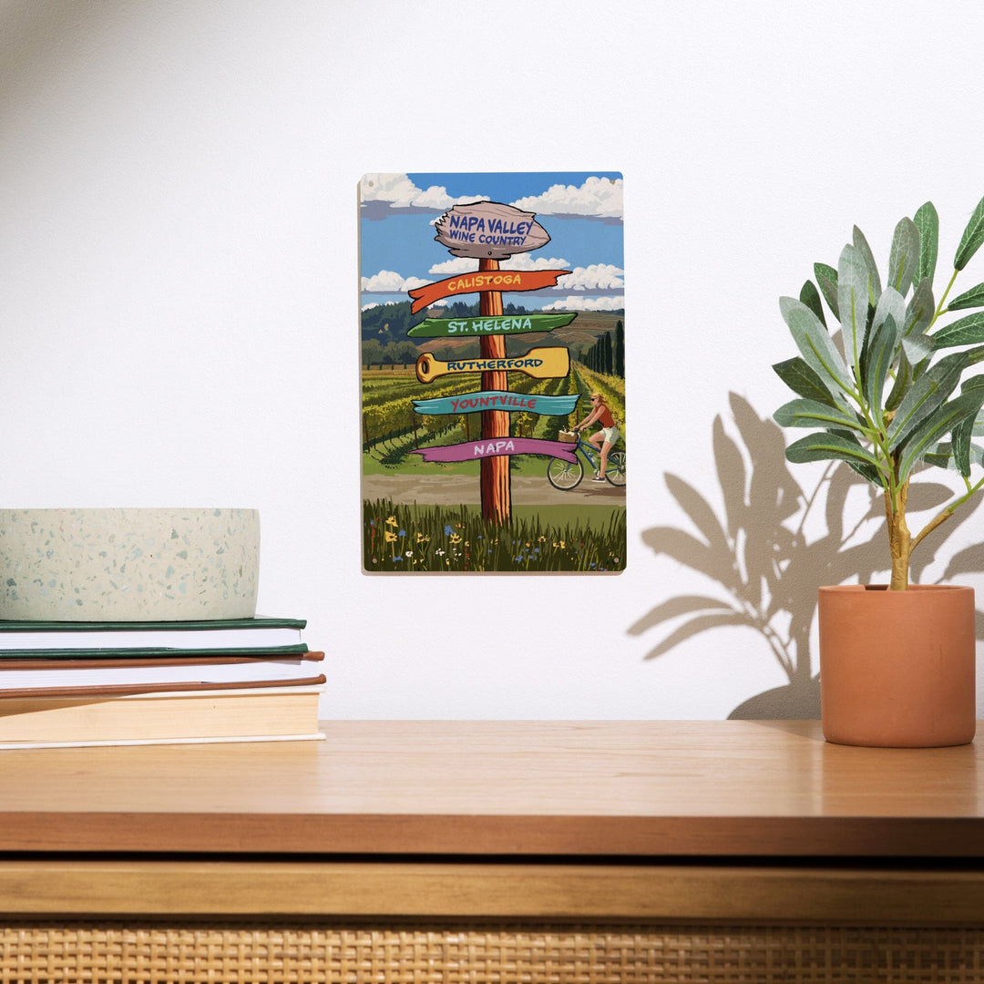 Napa Valley Wine Country, California, Destination Sign, Lantern Press Artwork, Wood Signs and Postcards Wood Lantern Press