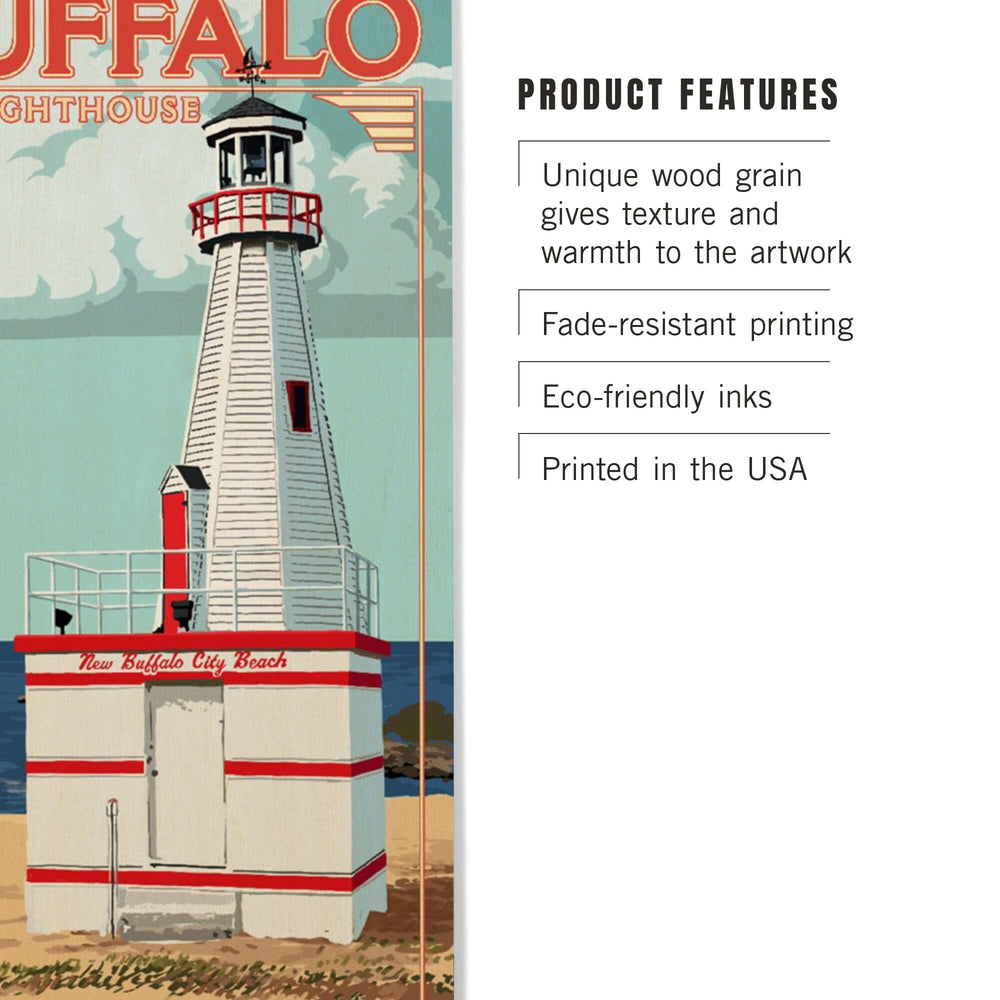 New Buffalo, Michigan, New Buffalo Lighthouse, Lantern Press Artwork, Wood Signs and Postcards Wood Lantern Press