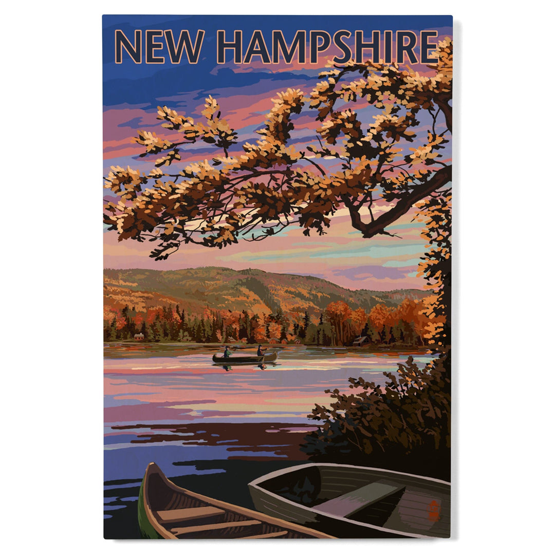 New Hampshire, Lake at Dusk, Lantern Press Artwork, Wood Signs and Postcards Wood Lantern Press