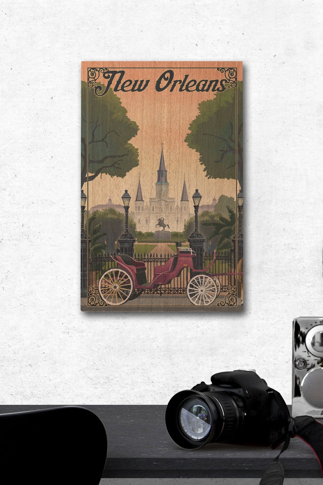 New Orleans, Louisiana, Litho, Lantern Press Artwork, Wood Signs and Postcards Wood Lantern Press 12 x 18 Wood Gallery Print
