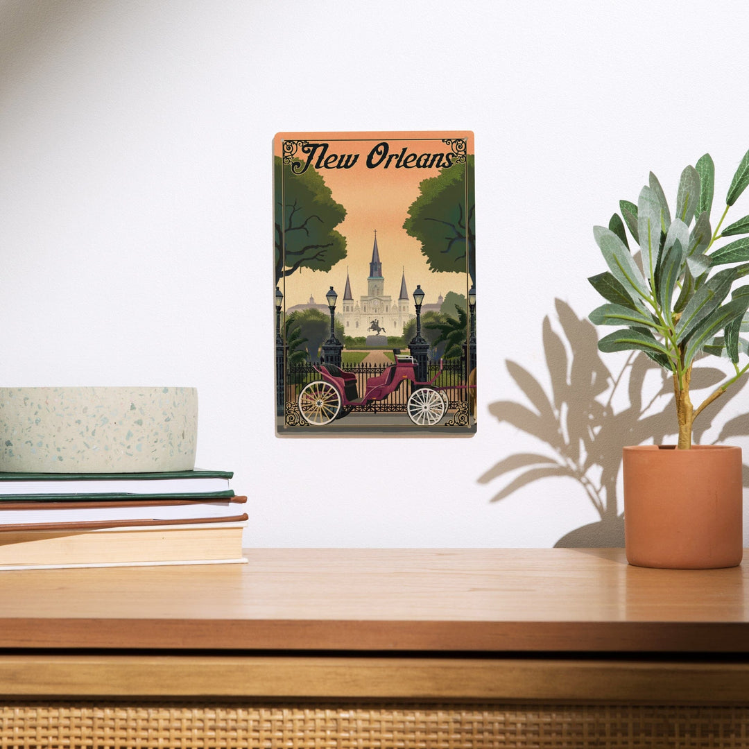 New Orleans, Louisiana, Litho, Lantern Press Artwork, Wood Signs and Postcards Wood Lantern Press