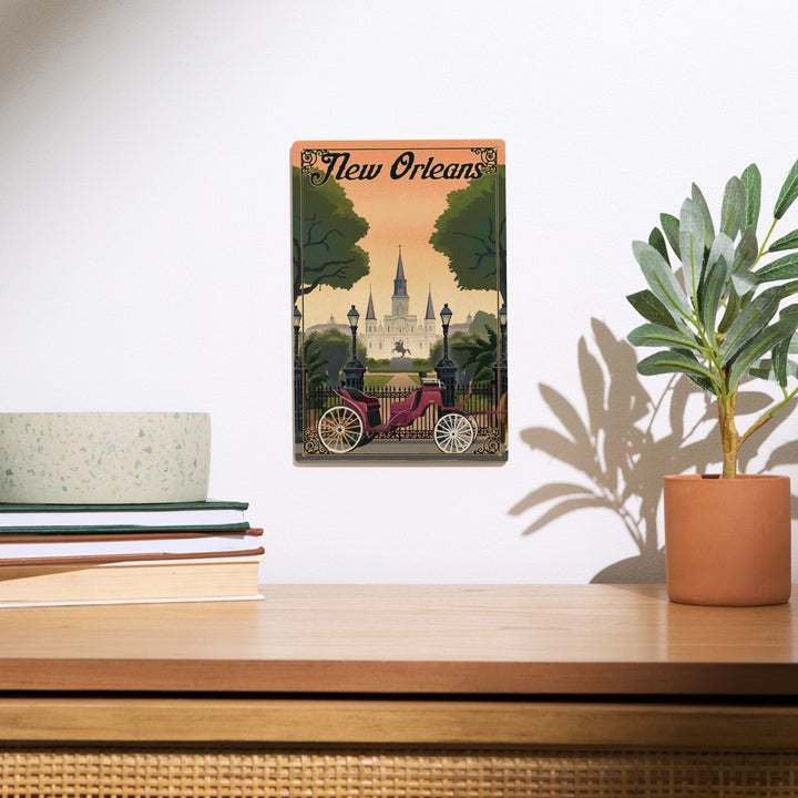 New Orleans, Louisiana, Litho, Lantern Press Artwork, Wood Signs and Postcards Wood Lantern Press