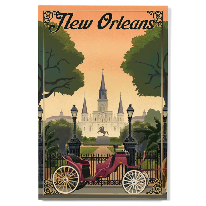 New Orleans, Louisiana, Litho, Lantern Press Artwork, Wood Signs and Postcards Wood Lantern Press