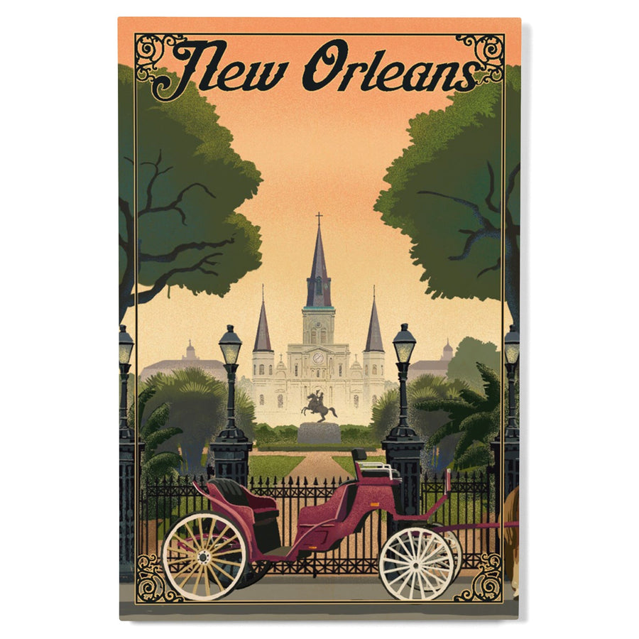 New Orleans, Louisiana, Litho, Lantern Press Artwork, Wood Signs and Postcards Wood Lantern Press