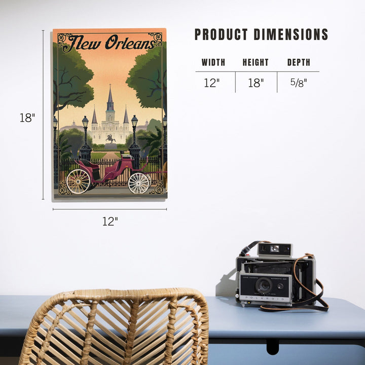 New Orleans, Louisiana, Litho, Lantern Press Artwork, Wood Signs and Postcards Wood Lantern Press