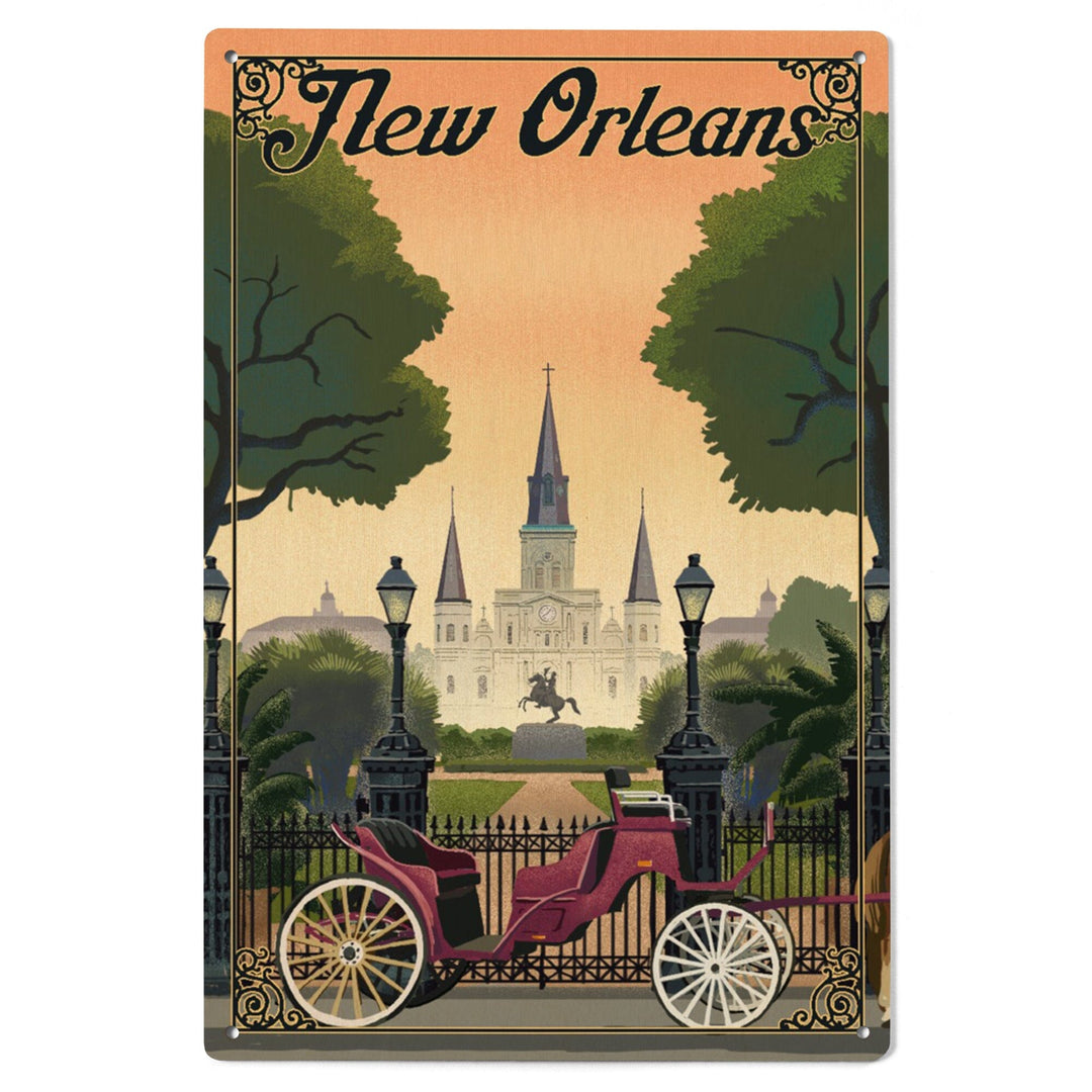 New Orleans, Louisiana, Litho, Lantern Press Artwork, Wood Signs and Postcards Wood Lantern Press
