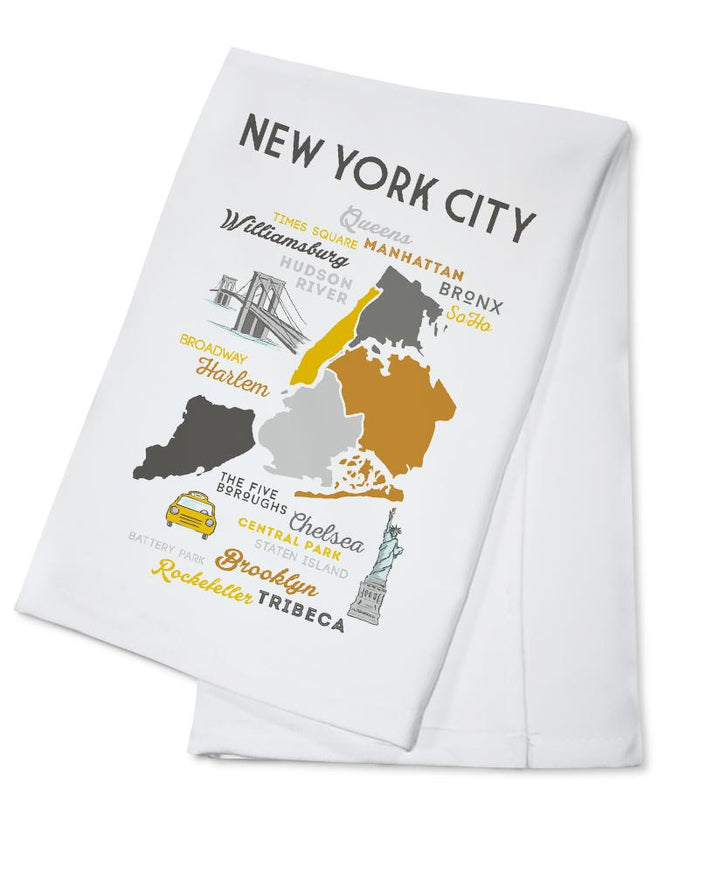 New York City, New York, Typography & Icons, Lantern Press Artwork, Towels and Aprons Kitchen Lantern Press Cotton Towel