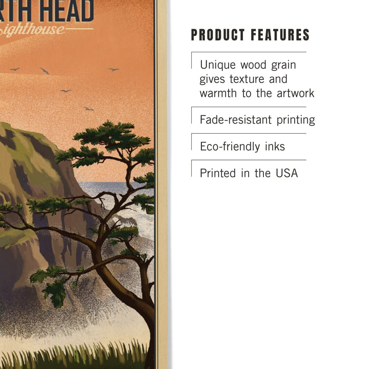 North Head Lighthouse, Lithograph, Lantern Press Artwork, Wood Signs and Postcards Wood Lantern Press