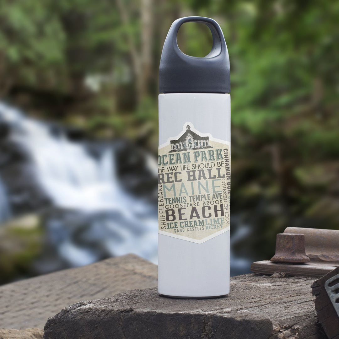 Ocean Park, Maine, Typography, Contour, Lantern Press Artwork, Vinyl Sticker Sticker Lantern Press