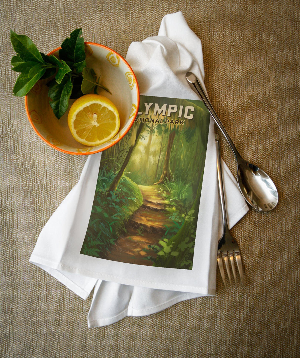 Olympic National Park, Washington, Oil Painting, Lantern Press Artwork, Towels and Aprons Kitchen Lantern Press