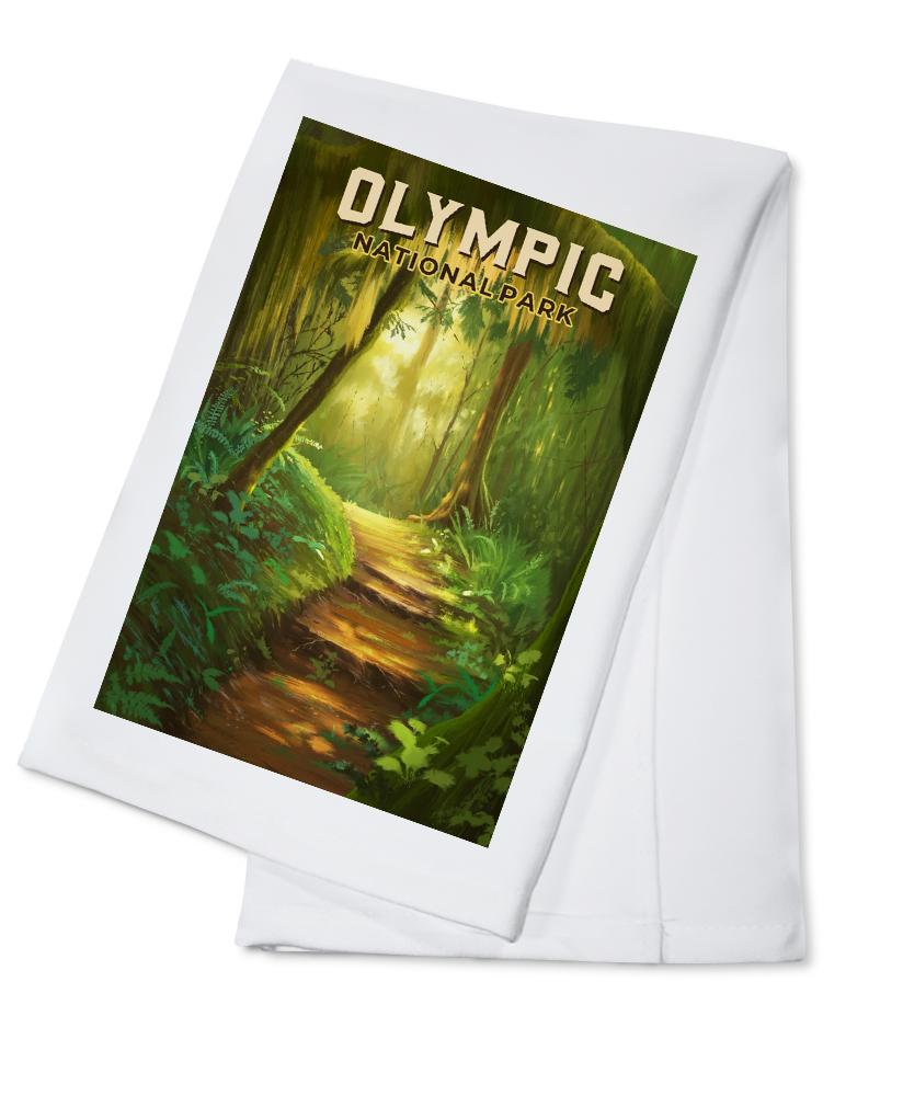 Olympic National Park, Washington, Oil Painting, Lantern Press Artwork, Towels and Aprons Kitchen Lantern Press