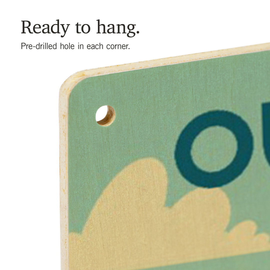 Outer Banks, North Carolina, Beach, Ocean, & Lighthouse, Geometric, Lantern Press Artwork, Wood Signs and Postcards Wood Lantern Press