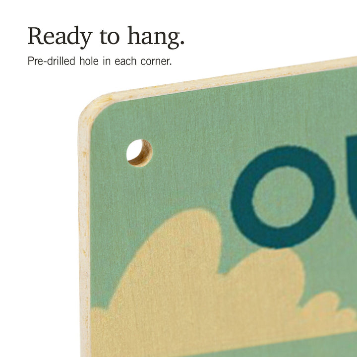 Outer Banks, North Carolina, Beach, Ocean, & Lighthouse, Geometric, Lantern Press Artwork, Wood Signs and Postcards Wood Lantern Press