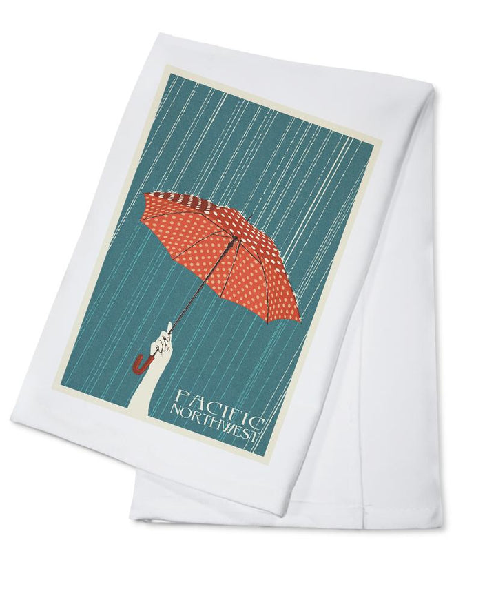 Pacific Northwest, Washington, Umbrella Letterpress, Lantern Press Artwork, Towels and Aprons Kitchen Lantern Press Cotton Towel