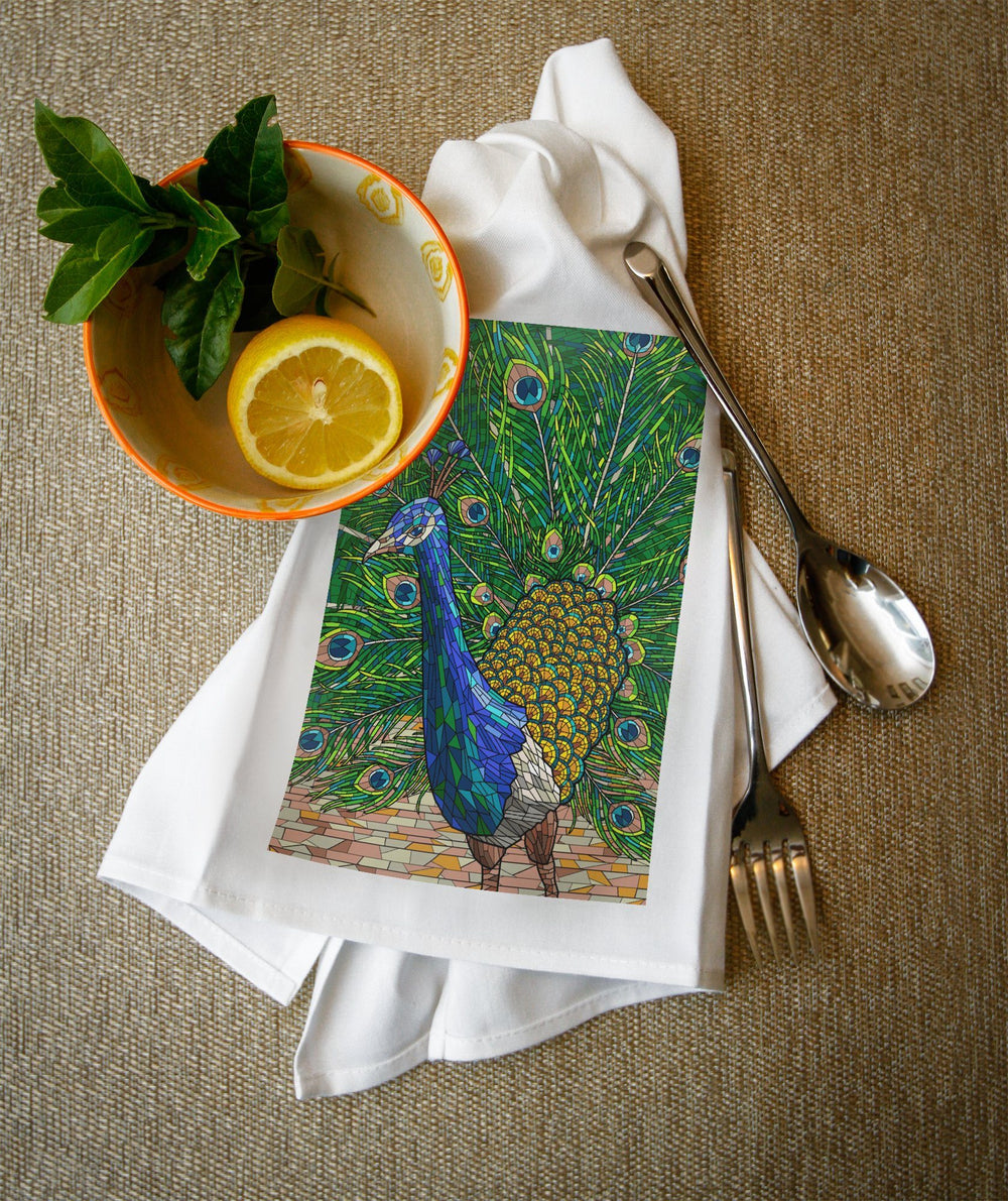 Peacock, Mosaic, Lantern Press Artwork, Towels and Aprons Kitchen Lantern Press