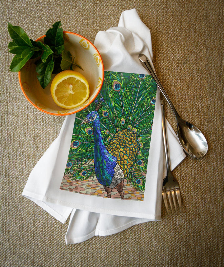 Peacock, Mosaic, Lantern Press Artwork, Towels and Aprons Kitchen Lantern Press