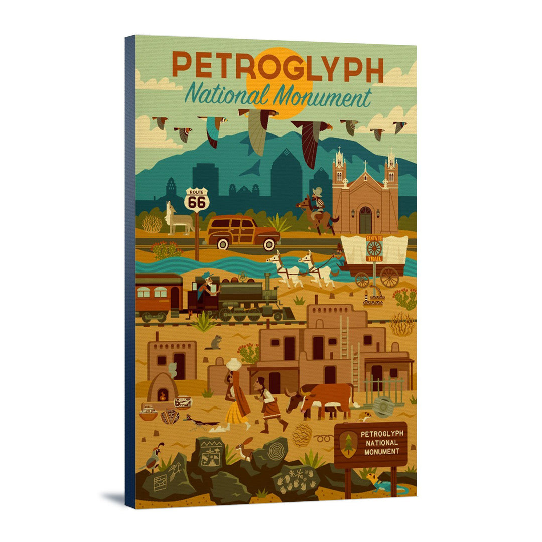 Petroglyph National Monument, New Mexico, Geometric, Lantern Press Artwork, Stretched Canvas Canvas Lantern Press