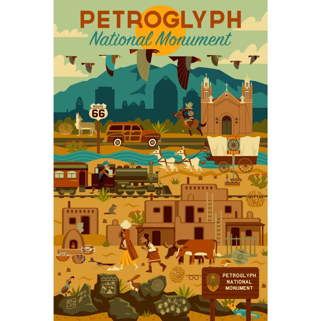 Petroglyph National Monument, New Mexico, Geometric, Lantern Press Artwork, Stretched Canvas Canvas Lantern Press