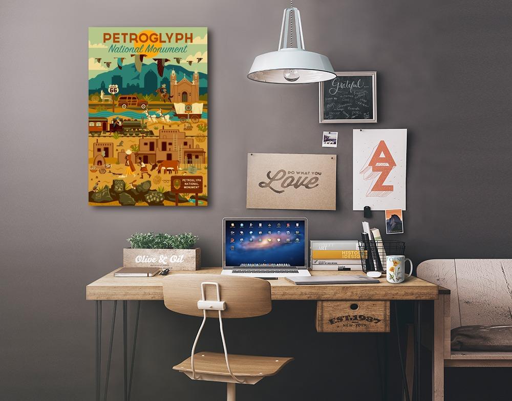 Petroglyph National Monument, New Mexico, Geometric, Lantern Press Artwork, Stretched Canvas Canvas Lantern Press
