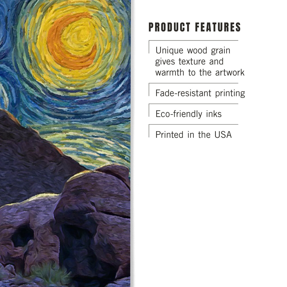 Phoenix, Arizona, Camelback Mountain, Starry Night, Lantern Press Artwork, Wood Signs and Postcards Wood Lantern Press