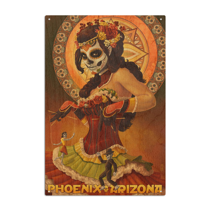 Phoenix, Arizona, Day of the Dead Marionettes, Lantern Press Artwork, Wood Signs and Postcards Wood Lantern Press 10 x 15 Wood Sign
