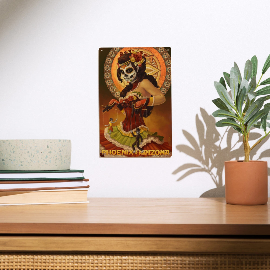 Phoenix, Arizona, Day of the Dead Marionettes, Lantern Press Artwork, Wood Signs and Postcards Wood Lantern Press