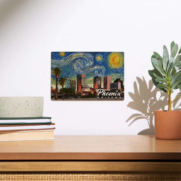 Phoenix, Arizona, Starry Night Series, Lantern Press Artwork, Wood Signs and Postcards Wood Lantern Press