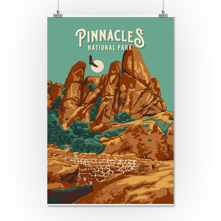 Pinnacles National Park, California, Painterly National Park Series, Art Prints and Metal Signs Art Lantern Press 36 x 54 Giclee Print