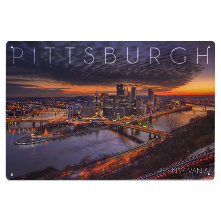Pittsburgh, Pennsylvania, Winter Sunrise, Lantern Press Photography, Wood Signs and Postcards Wood Lantern Press