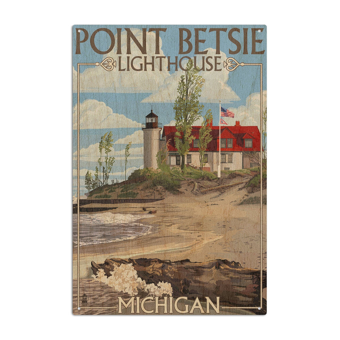 Point Betsie Lighthouse, Michigan, Lantern Press Artwork, Wood Signs and Postcards Wood Lantern Press 10 x 15 Wood Sign
