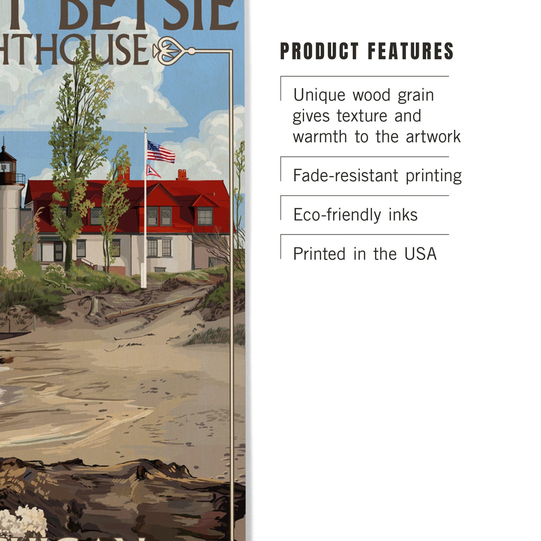 Point Betsie Lighthouse, Michigan, Lantern Press Artwork, Wood Signs and Postcards Wood Lantern Press