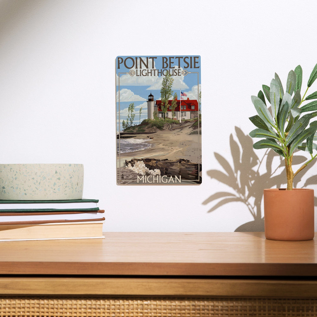 Point Betsie Lighthouse, Michigan, Lantern Press Artwork, Wood Signs and Postcards Wood Lantern Press