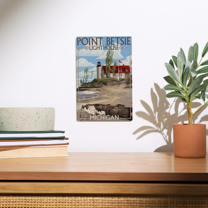 Point Betsie Lighthouse, Michigan, Lantern Press Artwork, Wood Signs and Postcards Wood Lantern Press