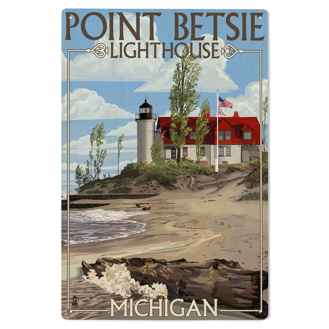 Point Betsie Lighthouse, Michigan, Lantern Press Artwork, Wood Signs and Postcards Wood Lantern Press