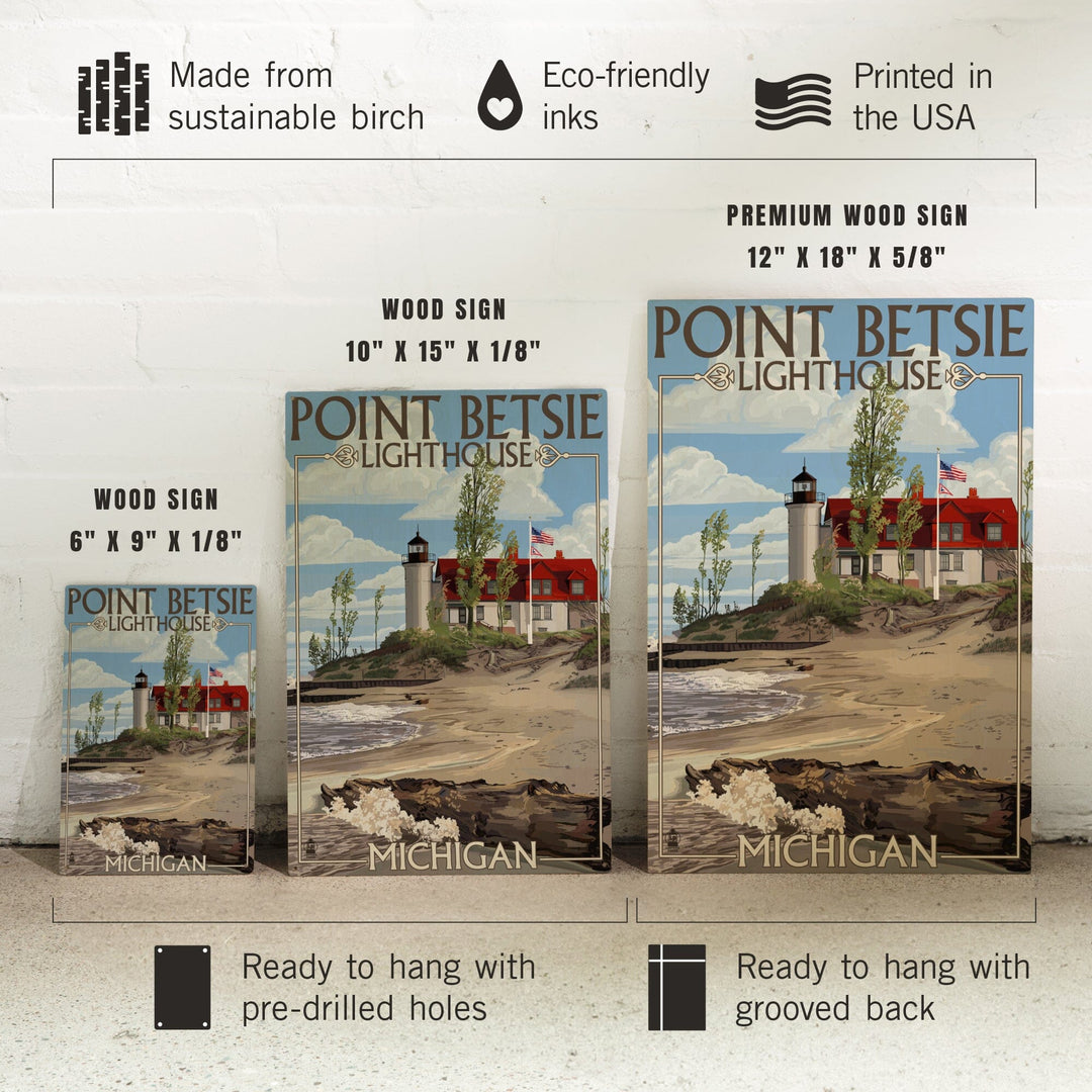 Point Betsie Lighthouse, Michigan, Lantern Press Artwork, Wood Signs and Postcards Wood Lantern Press
