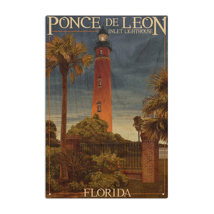 Ponce De Leon Inlet Lighthouse, Florida, Dusk Scene, Lantern Press Artwork, Wood Signs and Postcards Wood Lantern Press 10 x 15 Wood Sign