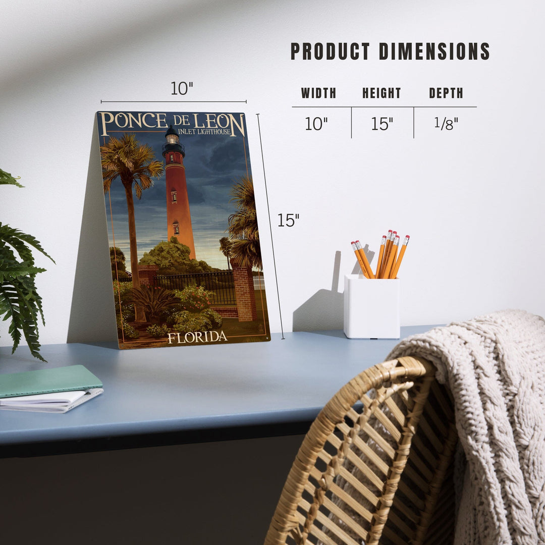 Ponce De Leon Inlet Lighthouse, Florida, Dusk Scene, Lantern Press Artwork, Wood Signs and Postcards Wood Lantern Press