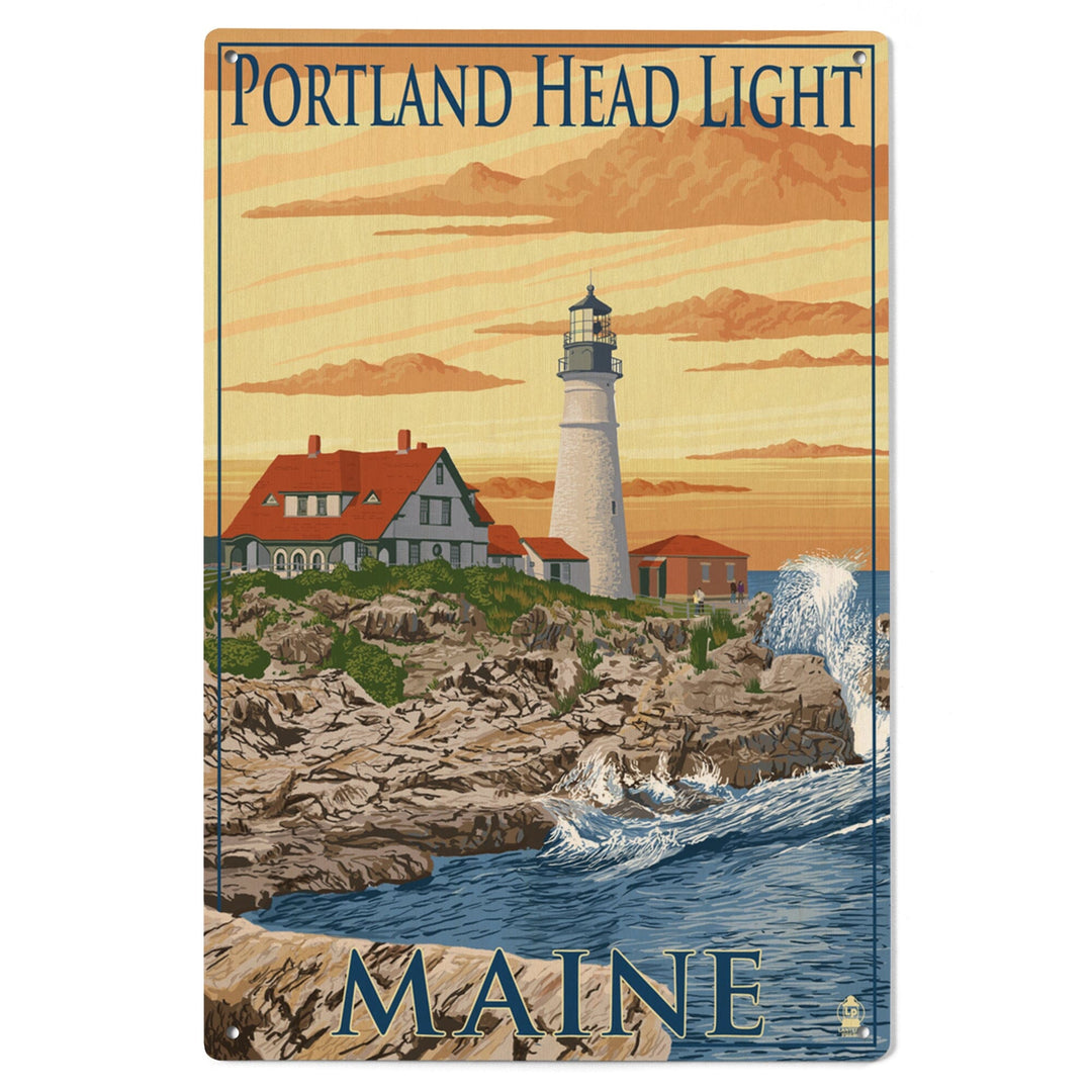 Portland, Maine, Portland Head Light, Lantern Press Artwork, Wood Signs and Postcards Wood Lantern Press