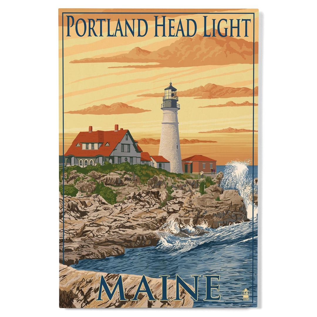 Portland, Maine, Portland Head Light, Lantern Press Artwork, Wood Signs and Postcards Wood Lantern Press