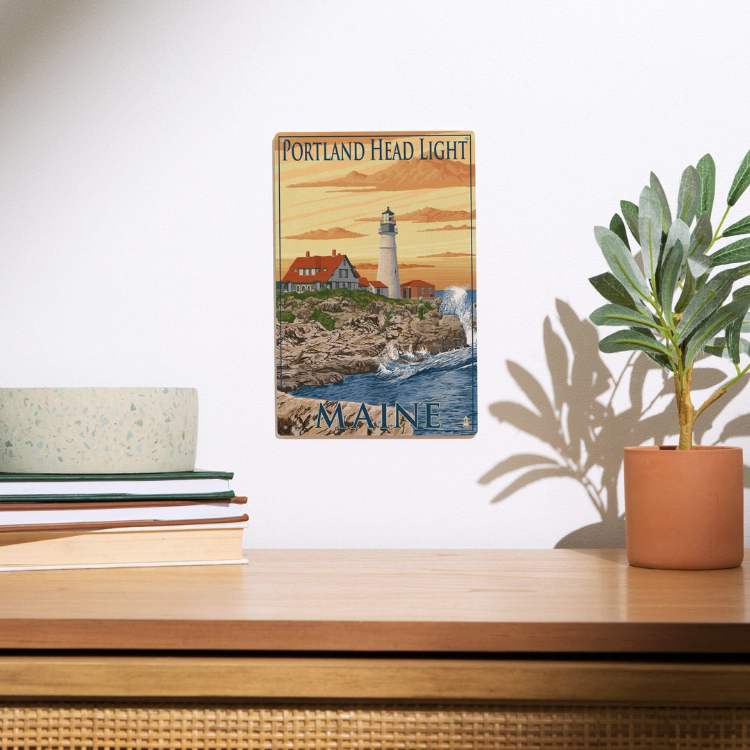 Portland, Maine, Portland Head Light, Lantern Press Artwork, Wood Signs and Postcards Wood Lantern Press