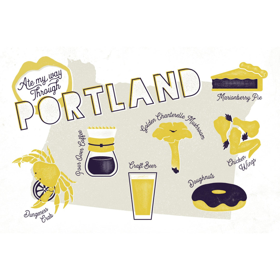 Portland, Oregon, Ate My Way Collection, State Menu, Towels and Aprons Kitchen Lantern Press