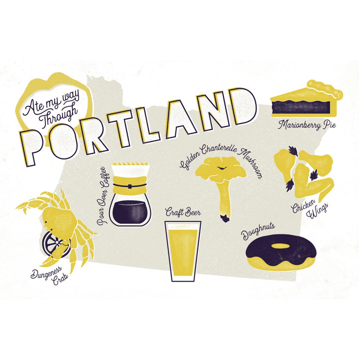 Portland, Oregon, Ate My Way Collection, State Menu, Towels and Aprons Kitchen Lantern Press