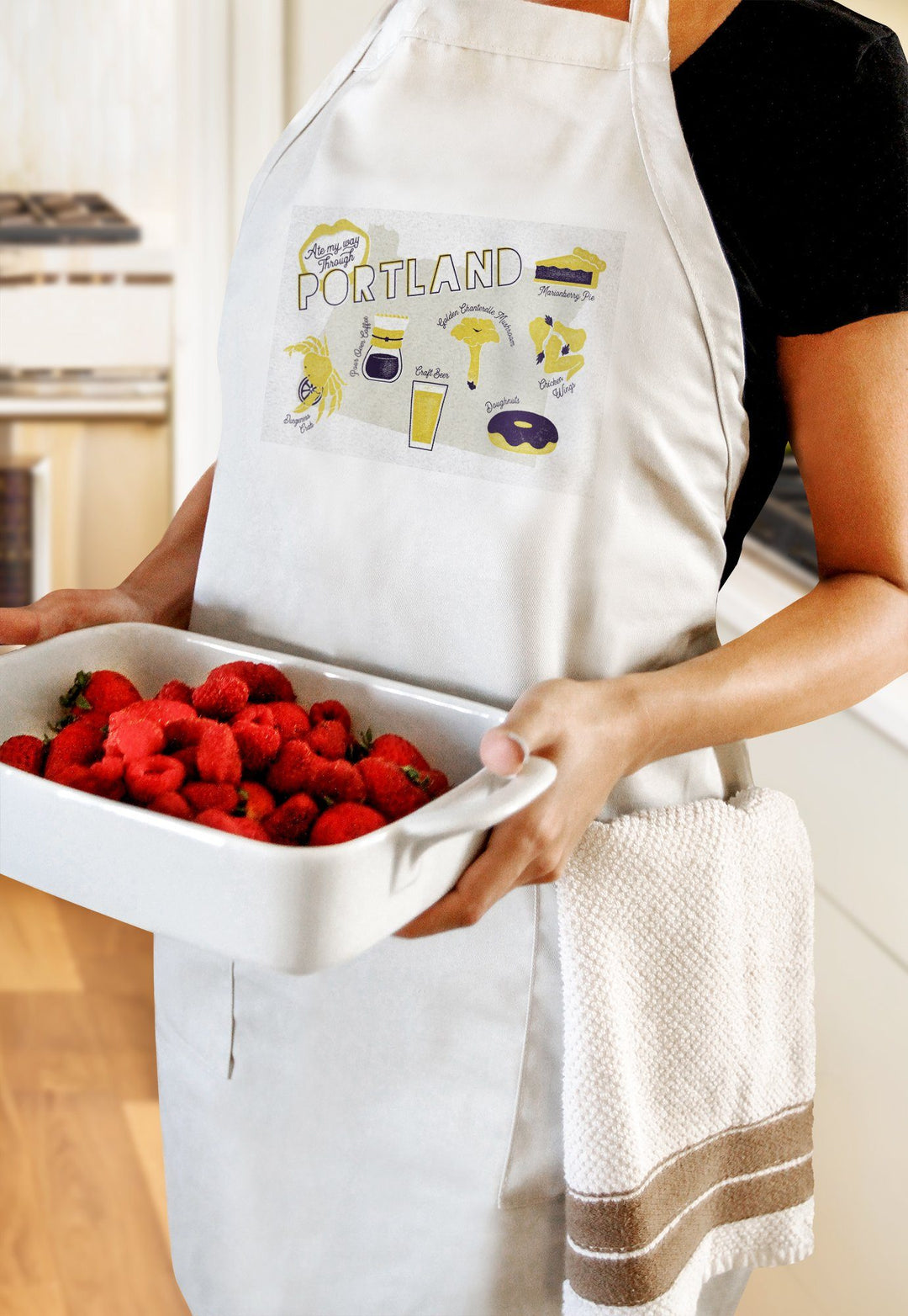 Portland, Oregon, Ate My Way Collection, State Menu, Towels and Aprons Kitchen Lantern Press